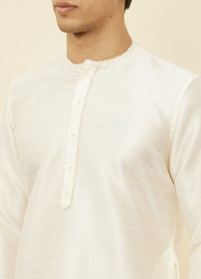 Warm White Embroidered Bandhgala Kurta image number 1
